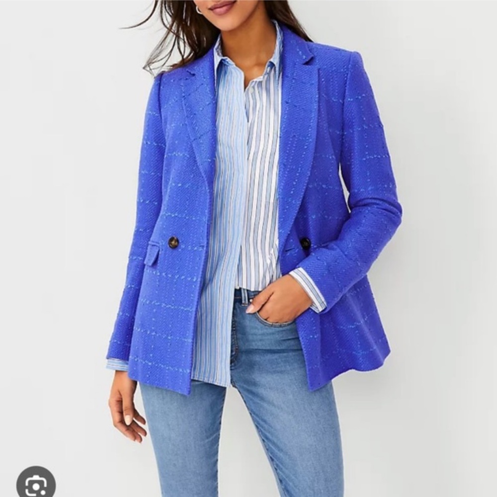 Ann Taylor Electric Blue Tweed Blazer